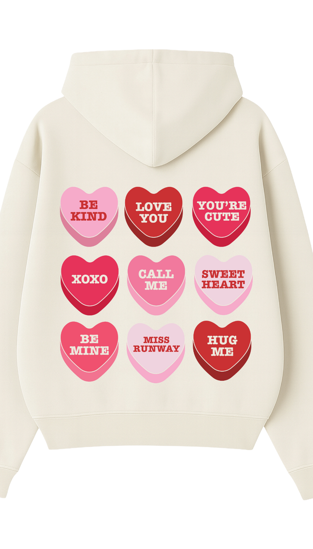 Miss Runway Love Hearts Pink/Red Hoodie – adult printed hoodie by Miss Runway