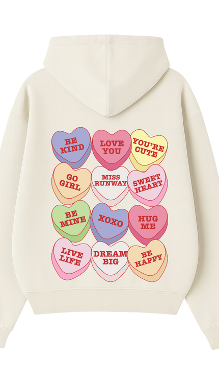 Miss Runway Love Hearts Multi Colour Hoodie – adult printed hoodie by Miss Runway