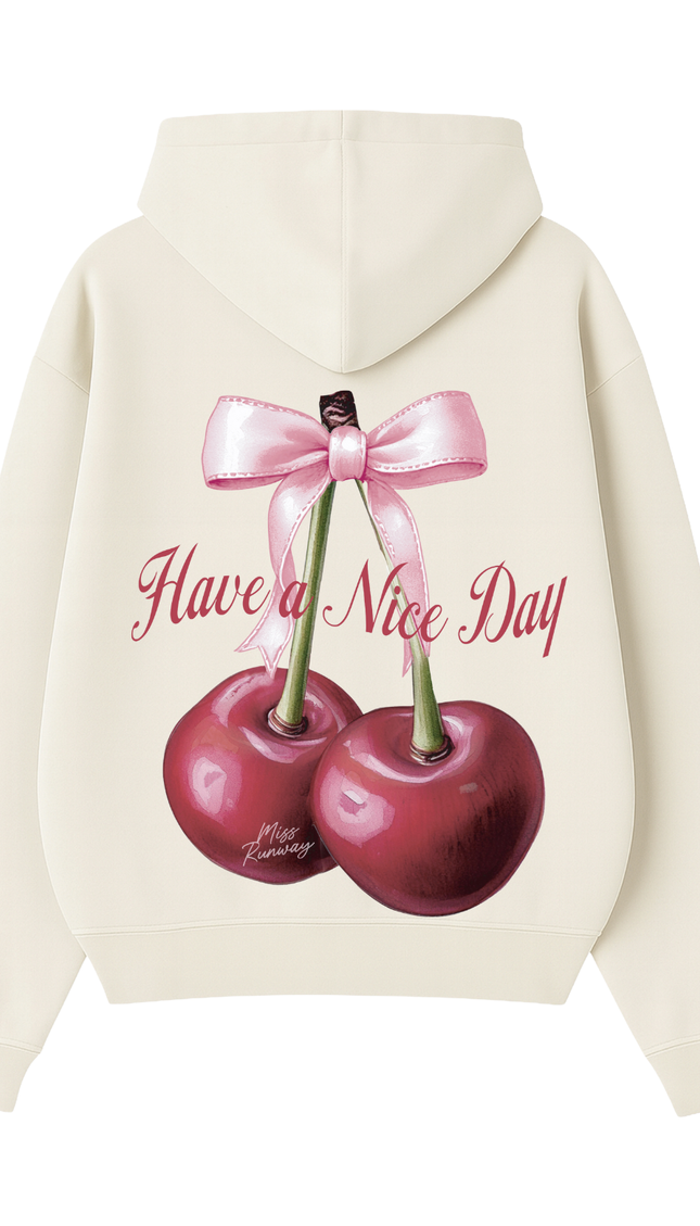 Have A Nice Day Cherry Bow Hoodie – adult printed hoodie by Miss Runway