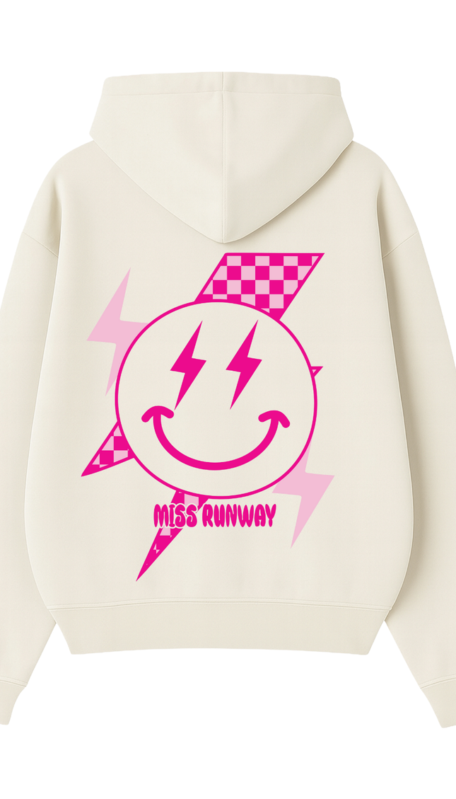 Smiley Bolt Hoodie – adult printed hoodie by Miss Runway