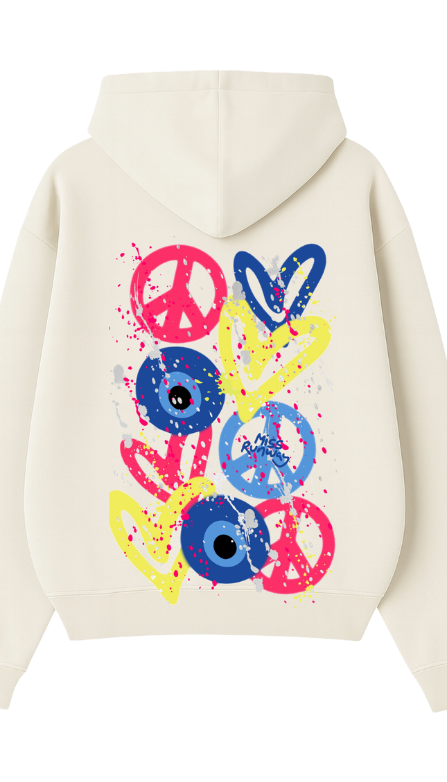 Evil Eye, Peace, Heart Hoodie – adult printed hoodie by Miss Runway