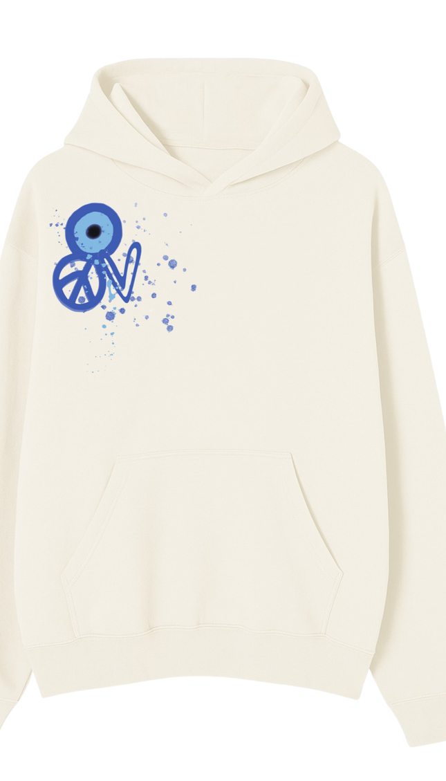 Blue Evil Eye, Peace, Heart Hoodie by Miss Runway – image 2