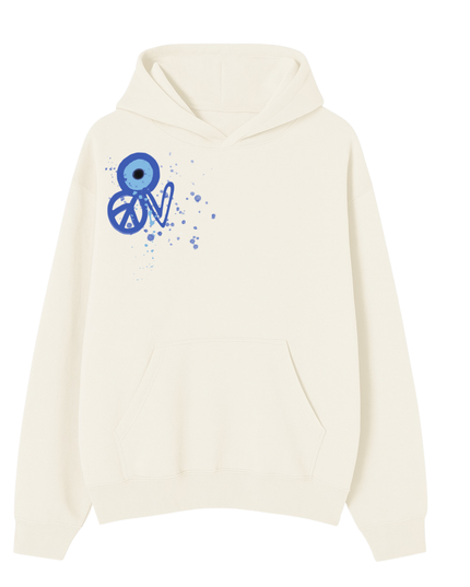 Blue Evil Eye, Peace, Heart Hoodie