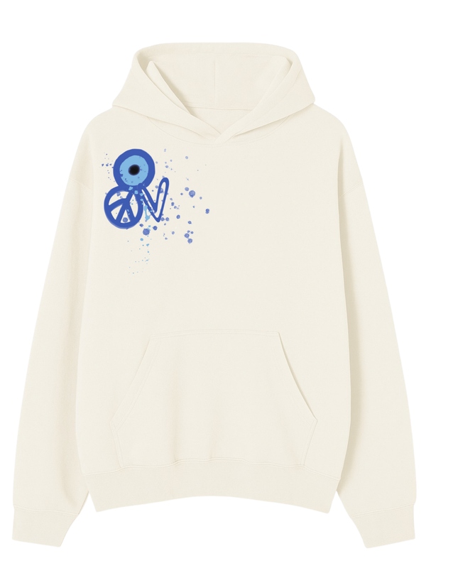 Blue Evil Eye, Peace, Heart Hoodie Kids