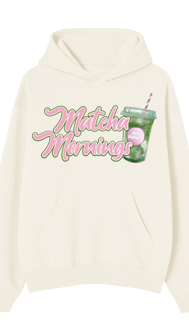 Matcha Morning Hoodie – adult printed hoodie by Miss Runway