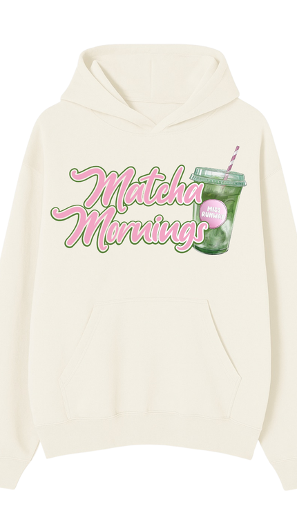 Matcha Morning Hoodie – adult printed hoodie by Miss Runway