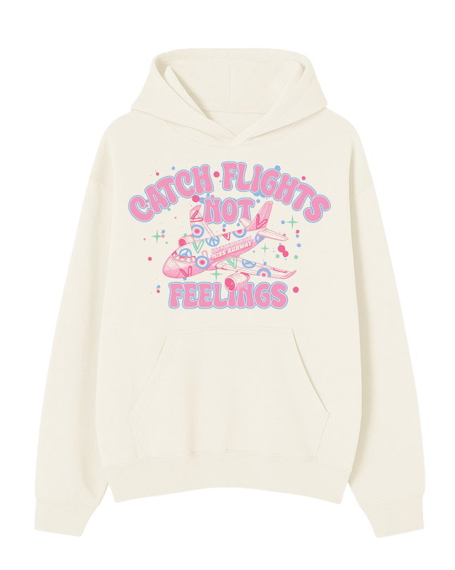 Pink Catch Flights Not Feelings Hoodie Kids