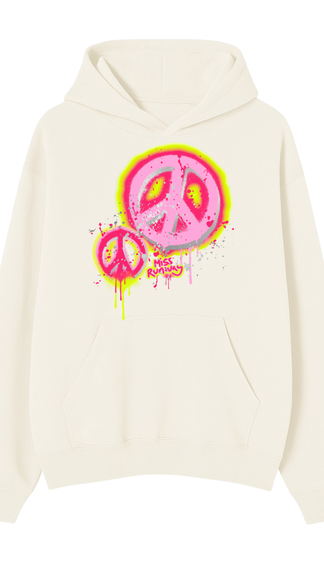 Neon Peace Printed Hoodie – adult printed hoodie by Miss Runway