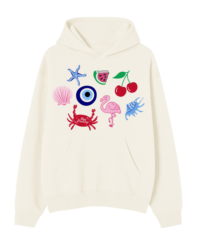 Crab, Flamingo Printed Hoodie Kids