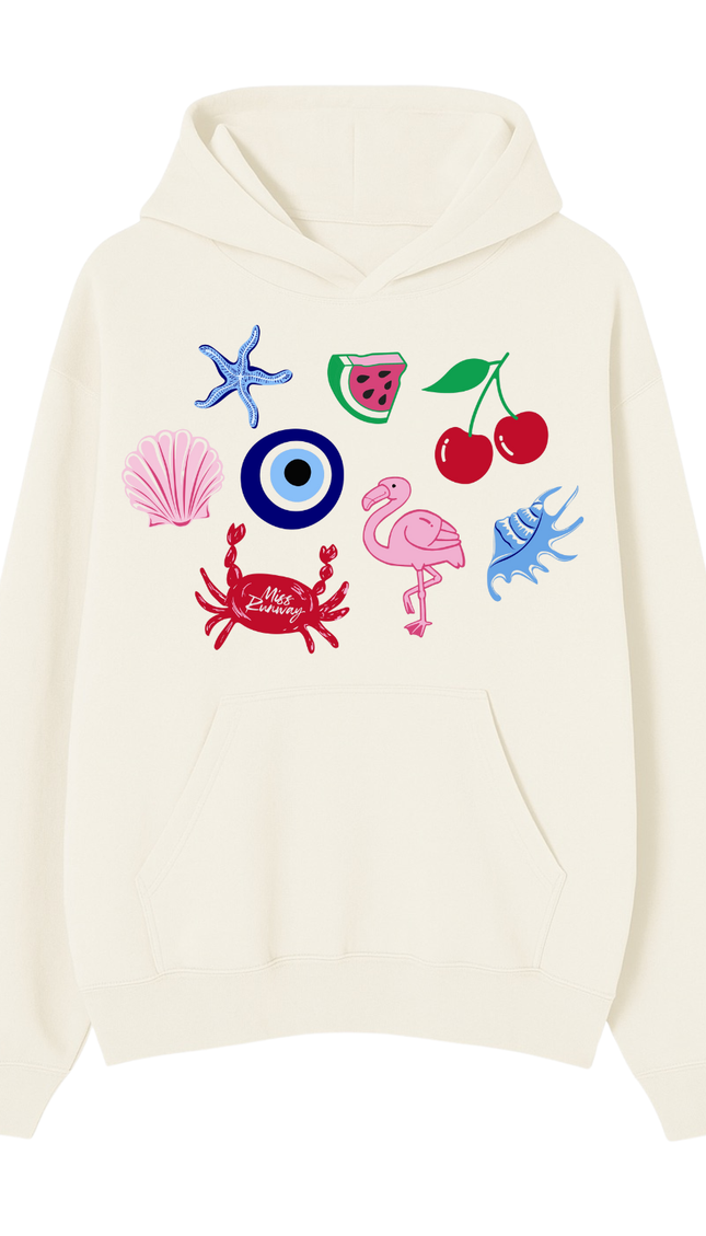 Crab, Flamingo Hoodie – adult printed hoodie by Miss Runway