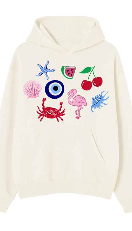 Crab, Flamingo Hoodie – adult printed hoodie by Miss Runway