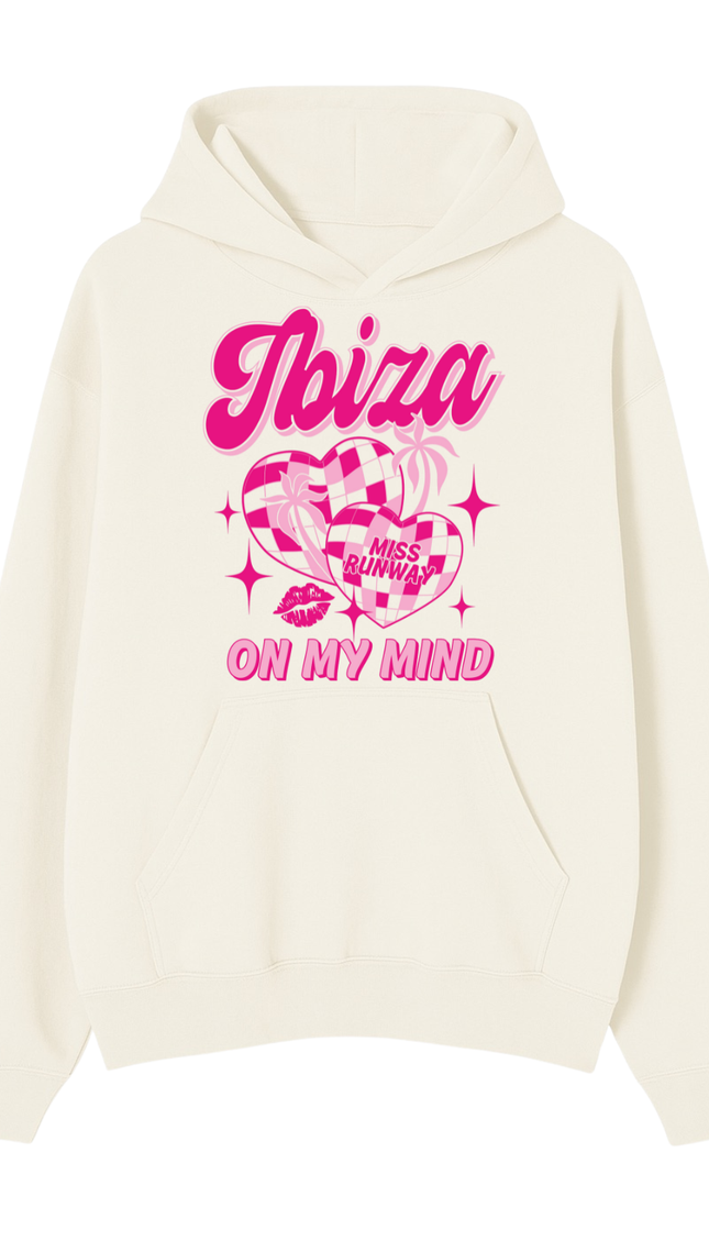 Ibiza On My Mind Printed Hoodie – adult printed hoodie by Miss Runway