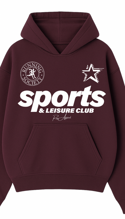 Sports & Leisure Club Hoodie Burgundy – adult printed hoodie by Miss Runway