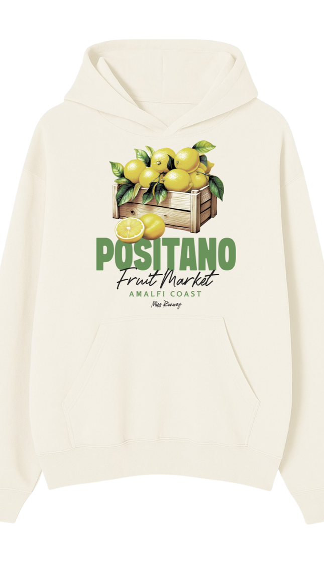 Positano Fruit Market Hoodie – adult printed hoodie by Miss Runway