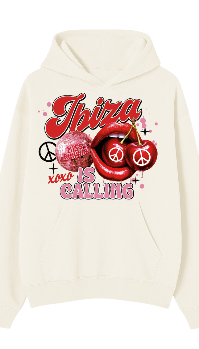 Ibiza Is Calling Hoodie – adult printed hoodie by Miss Runway