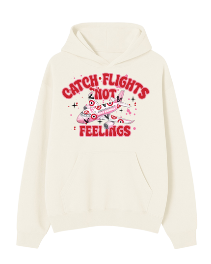 Red Catch Flights Not Feelings Hoodie Kids