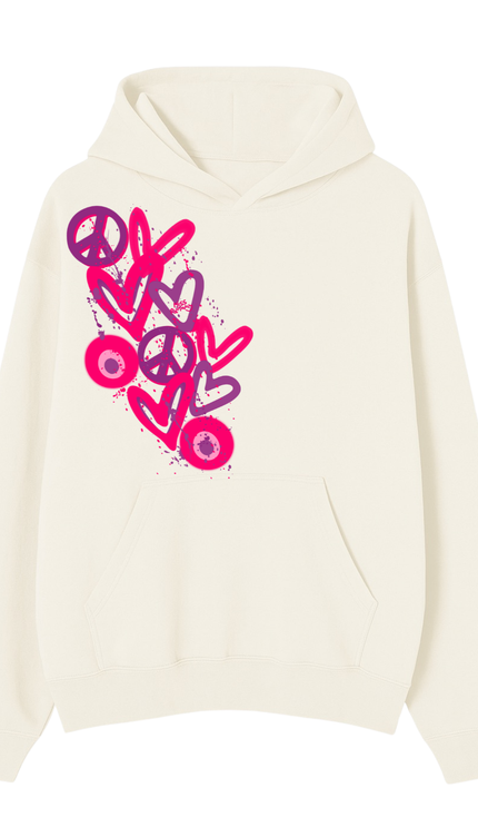 Hot Pink Eye Evil, Heart Printed Hoodie – adult printed hoodie by Miss Runway