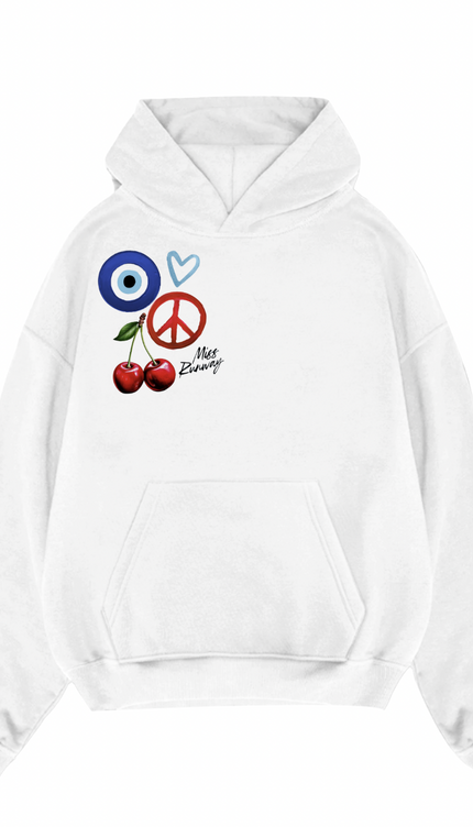 Evil Eye, Cherry, Heart Printed Hoodie – image 6