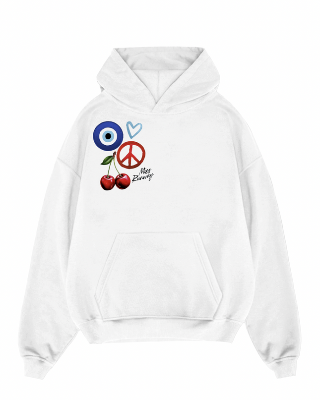 Evil Eye, Cherry Heart Printed Hoodie Kids