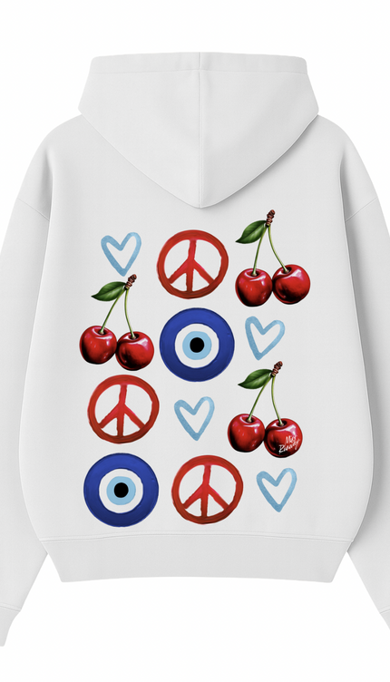 Evil Eye, Cherry, Heart Printed Hoodie – image 5