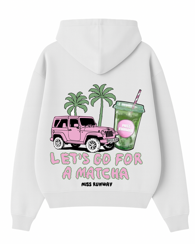 Lets Go For A Matcha Printed Hoodie Kids