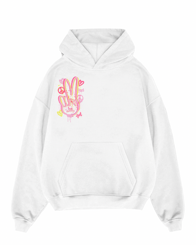 Peace Fingers Printed Hoodie Kids