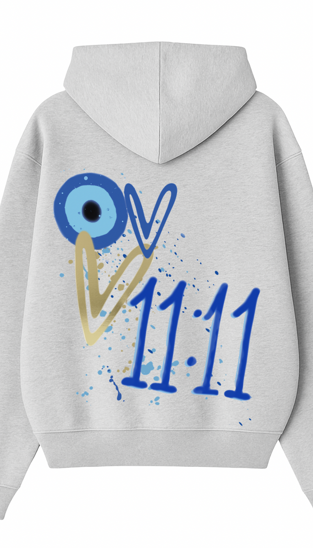 11:11 Gold Heart Evil Eye Heart Hoodie – additional view