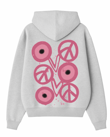Pink Evil Eye, Peace, Heart Hoodie