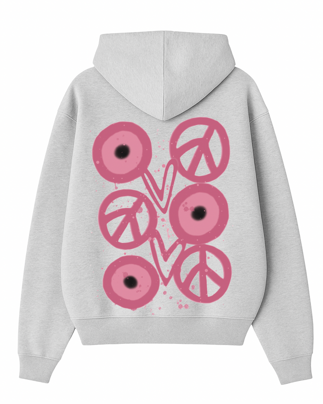 Pink Evil Eye, Peace, Heart Hoodie Kids