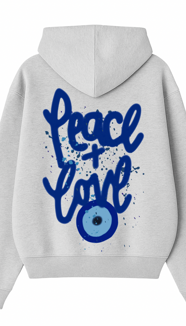 Blue Peace + Love Printed Hoodie – additional view