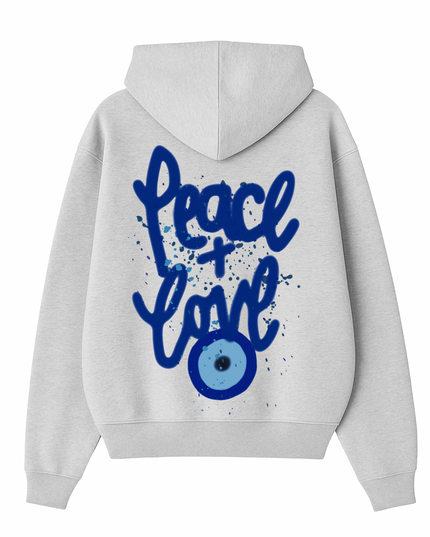 Blue Peace + Love Printed Hoodie Adults