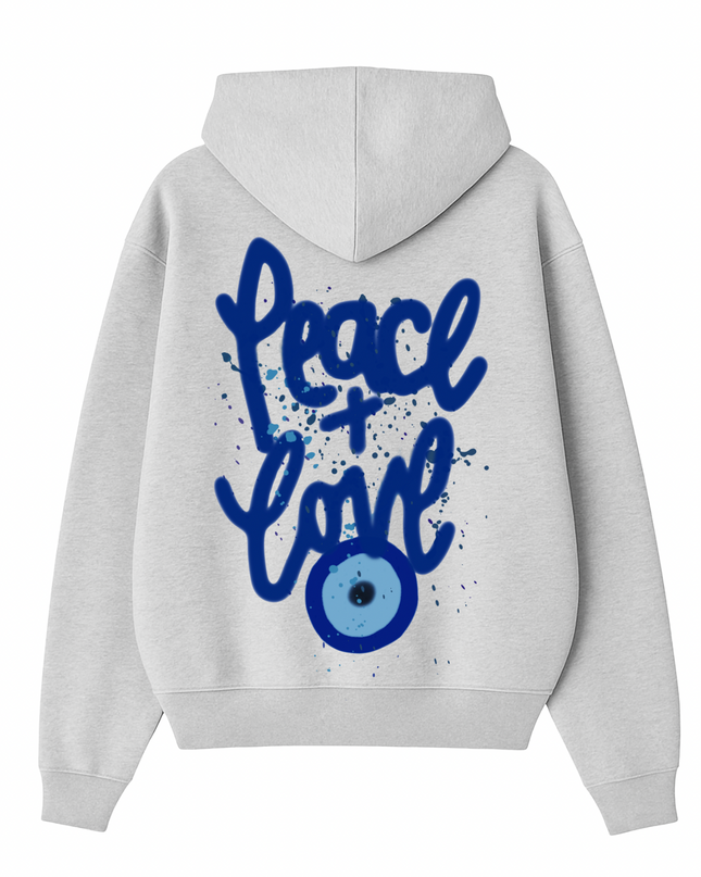 Blue Peace + Love Printed Hoodie Kids