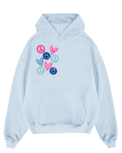 Evil Eye, Peace, Hearts Hoodie