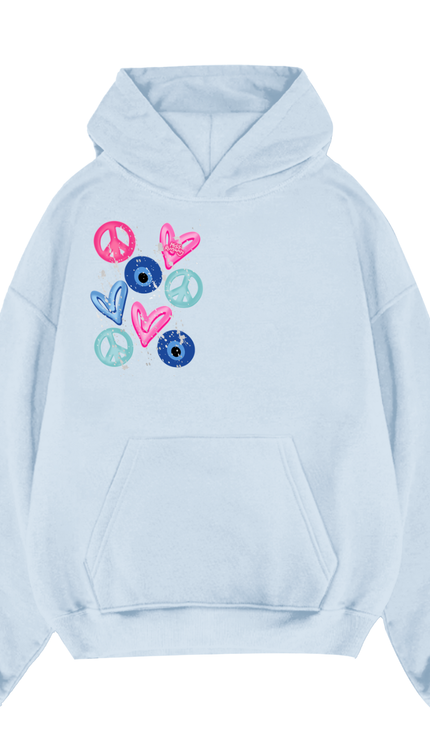 Evil Eye, Peace, Hearts Hoodie – image 11