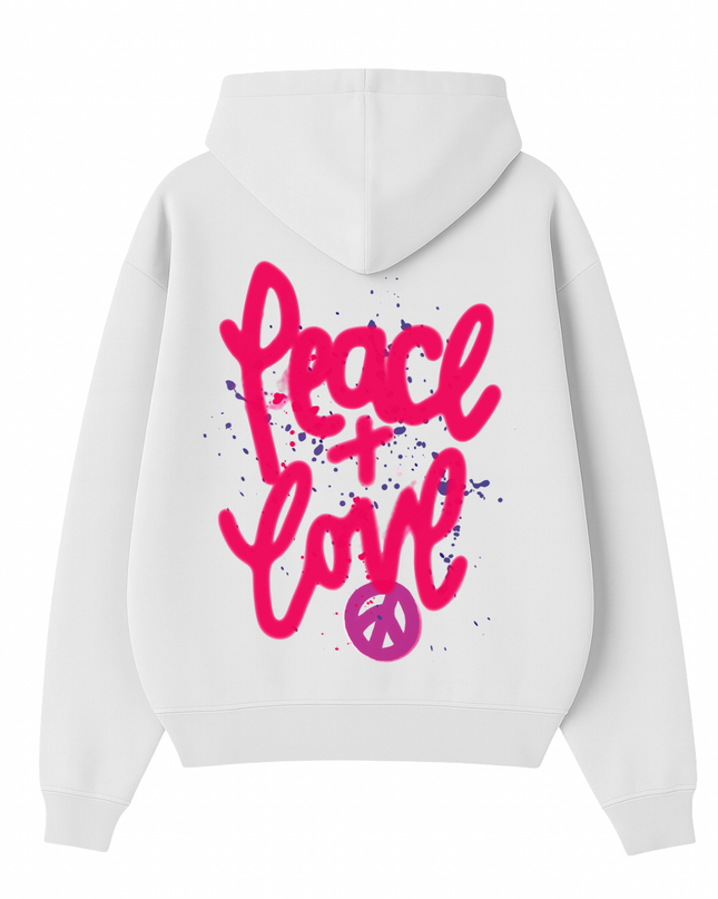 Pink Peace + Love Printed Hoodie Kids