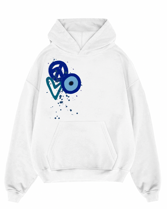 Blue Peace + Love Printed Hoodie Kids