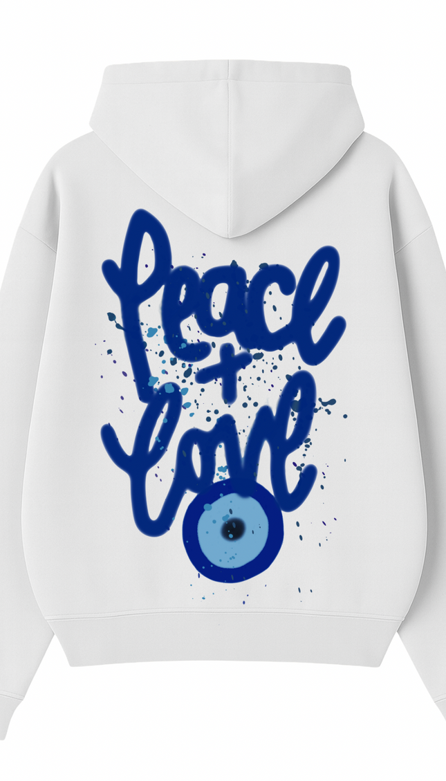 Blue Peace + Love Printed Hoodie – image 5