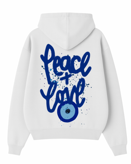 Blue Peace + Love Printed Hoodie Adults