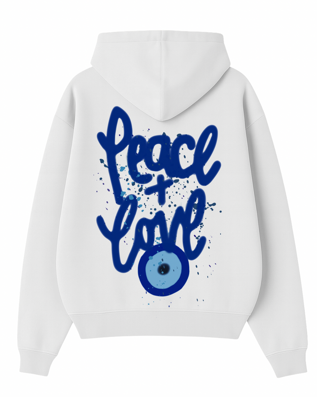 Blue Peace + Love Printed Hoodie Kids