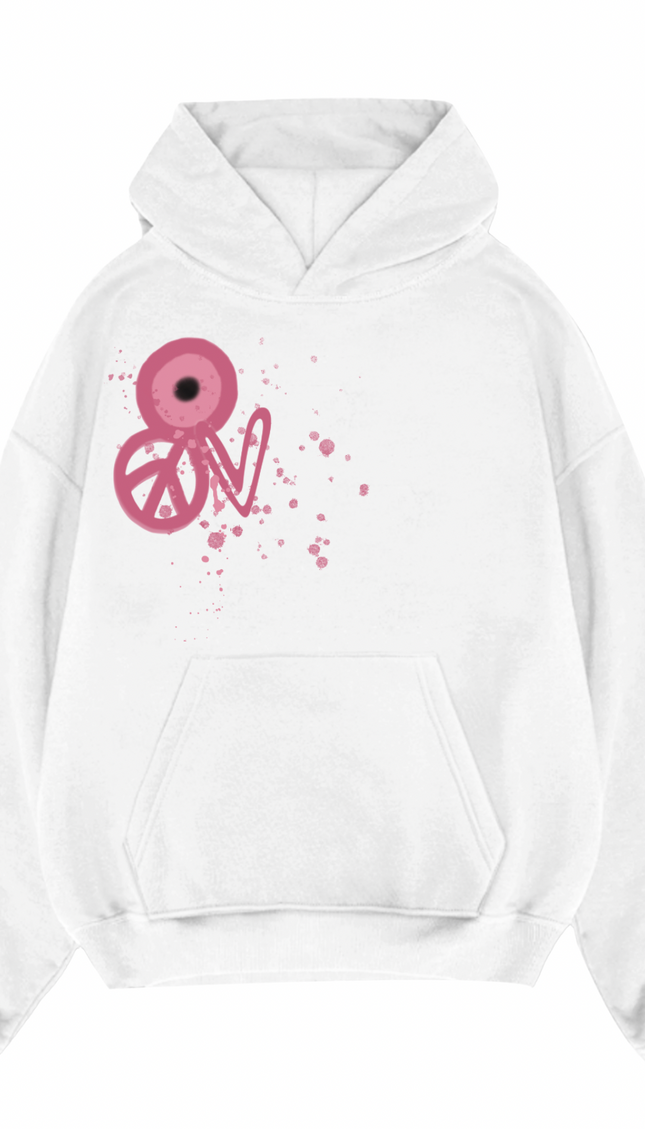 Pink Evil Eye, Peace, Heart Hoodie – image 6