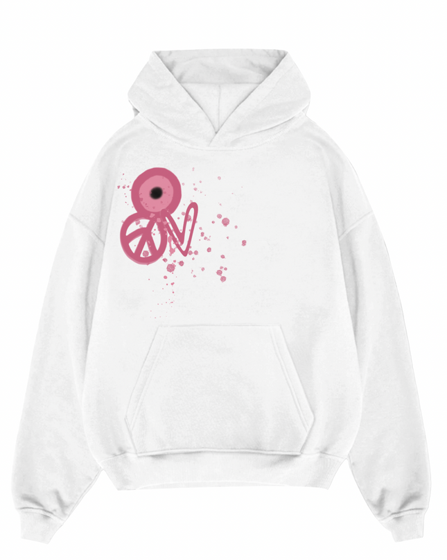 Pink Evil Eye, Peace, Heart Hoodie Kids