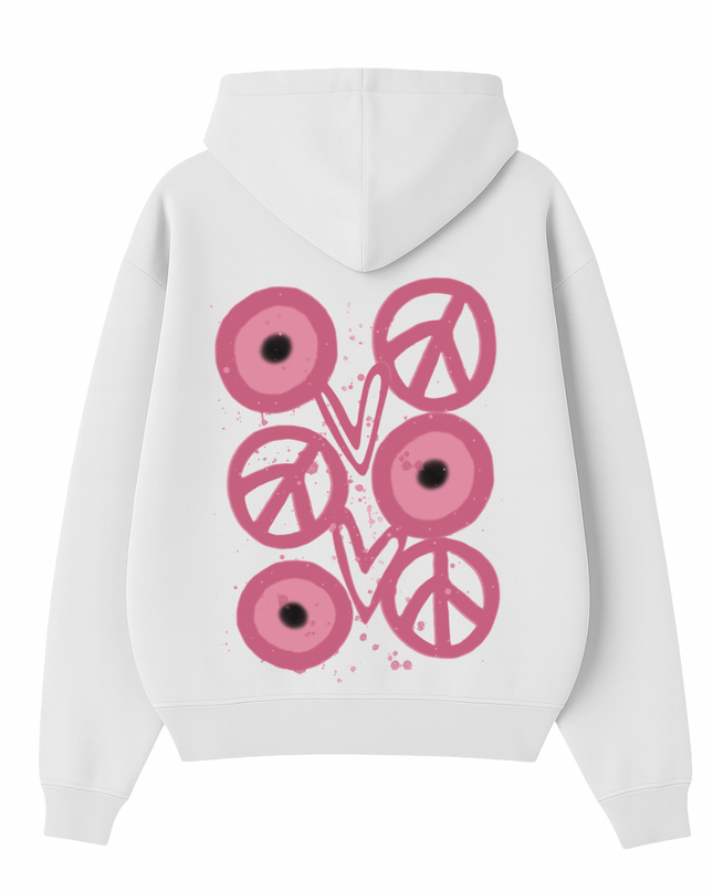 Pink Evil Eye, Peace, Heart Hoodie Kids