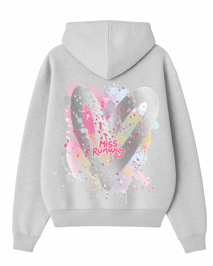 Miss Runway Silver Heart Printed Hoodie