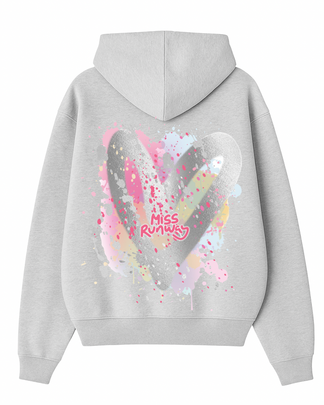 Miss Runway Silver Heart Printed Hoodie Kids