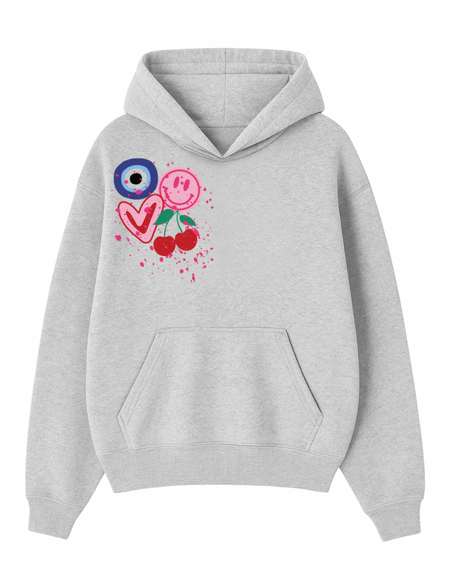 Evil Eye, Cherry, Smiley Printed Hoodie Kids
