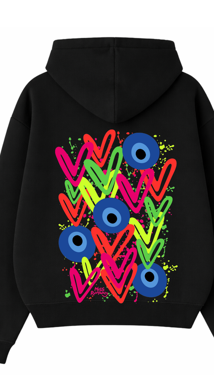 Neon Hearts, Evil Eye Printed Hoodie – image 9