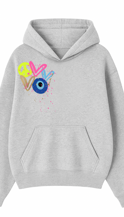 Neon Peace, Evil Eye, Hearts Printed Hoodie – image 4