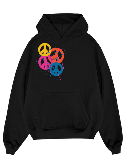 Multi Colour Peace Printed Hoodie