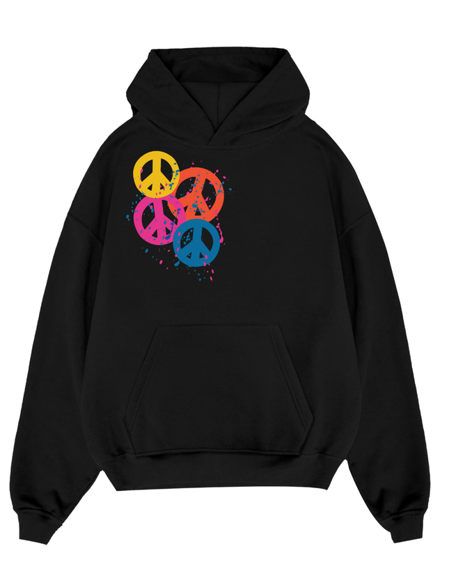 Multi Colour Peace Printed Hoodie Kids