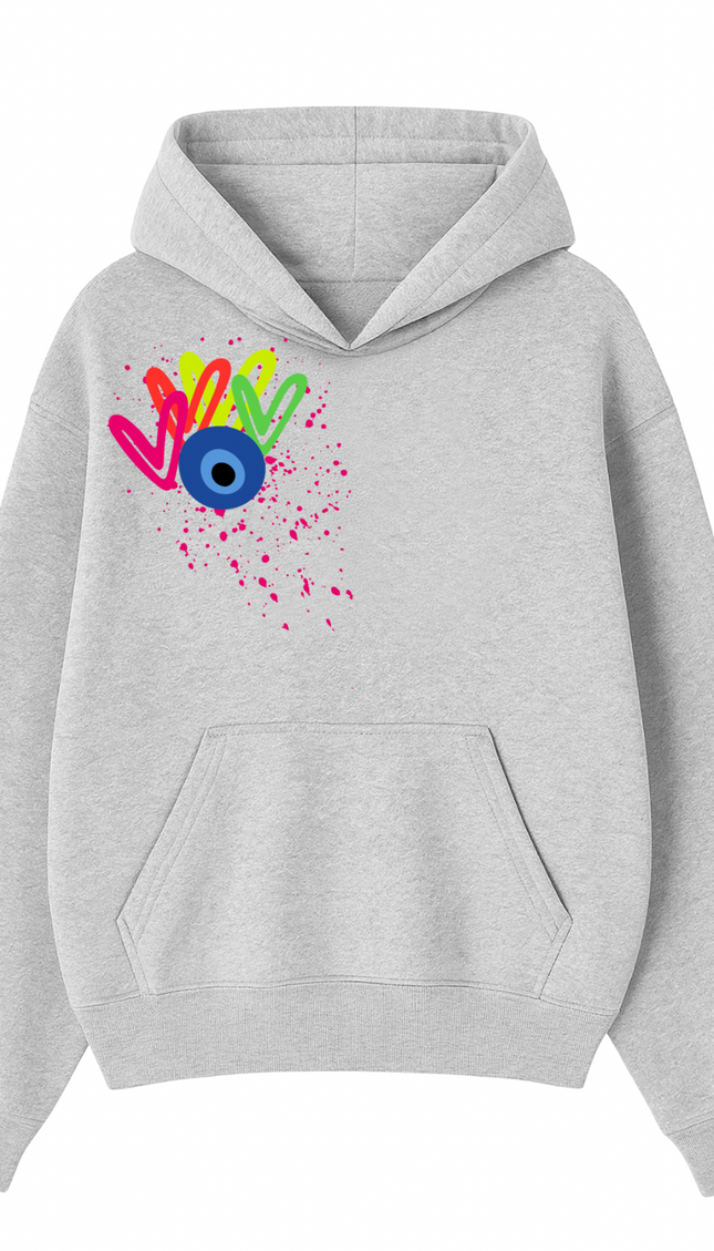 Neon Hearts, Evil Eye Printed Hoodie – image 4